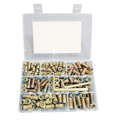 200pcs Threaded Inserts for Wood,1/4"-20 5/16"-18 Screw in Nut Kit,10 Sizes 1/4"-20 / 5/16"-18 Assortment Kit