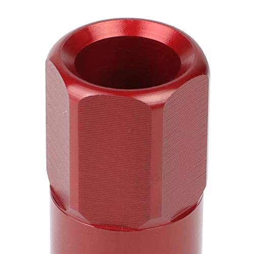 J2 Engineering 16Pcs 7075 Aluminum Open End M12 x 1.25 Lug Nuts w/4Pcs Lock Nuts & Key, Red, Fit Conical Seat, LN-T7-010-125-RD