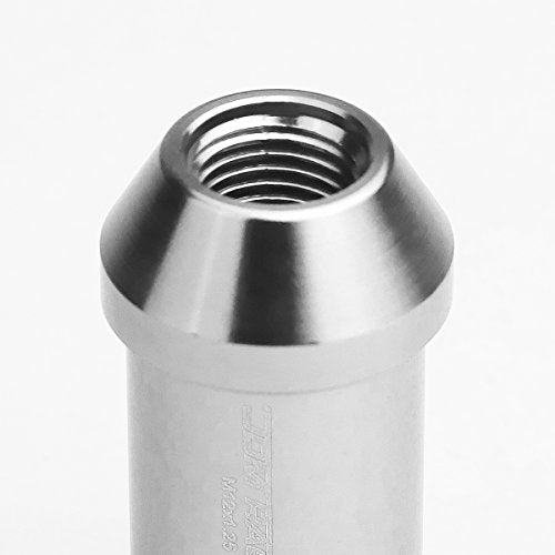 DNA MOTORING LN-ZTL-9024-125-SL Silver Open End Style M12 x 1.25 Wheel Lug Nuts w/Lock Key, 25mm OD/ 50mm Height, 20 Pack