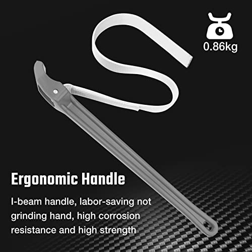 DURATECH Strap Wrench 18" Handle, Adjustable Nylon Strap Pipe Wrenches 18 Inch Grey