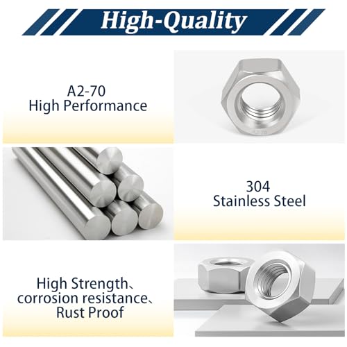130 Pcs Metric Hex Nuts Assortment Kit and 150pcs SAE Hex Nuts Assortment Kit,304 Stainless Steel Standard Nut for Bolt