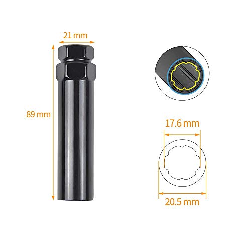 MIKKUPPA 23pcs 1/2-20 Lug Nuts with 1pc Socket Key + 2pcs Extra Socket Key