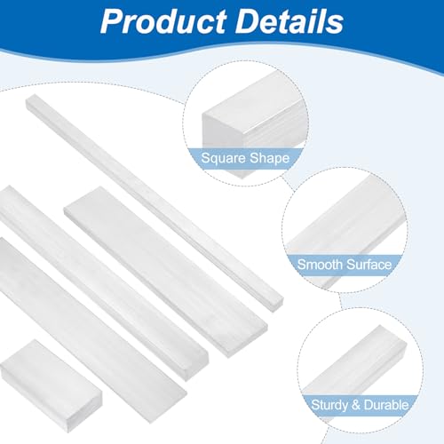 uxcell Square Aluminum Flat Bar, 2Pcs 3/8" Thickness 2" Width 10" Length Square Aluminum Bar 6061 Aluminum Flat Plate, 10 x 50 x 254mm Solid Mill Stock 3/8" x 2" x 10"