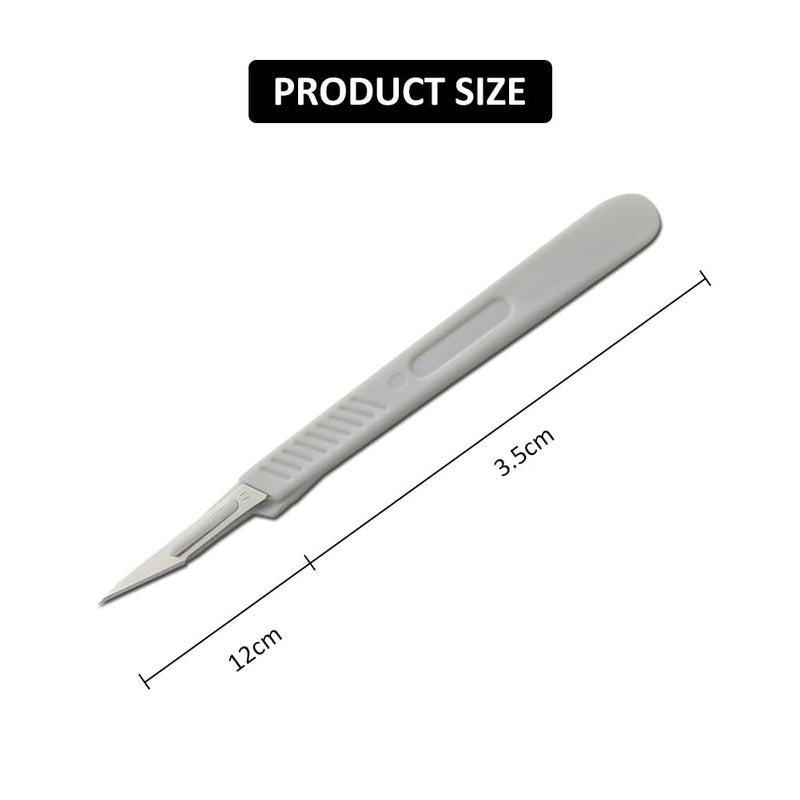 Disposable plastic surgical scalpel knives, disposable scalpel blade, sterilized disposable scalpels, disposable scalpels figure 11 with protective cap, individually sterile packed, (pack of 6) No. 11-6PC