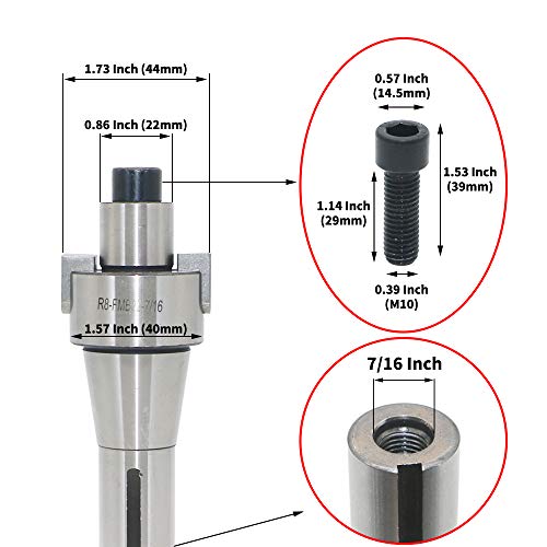 Face Mill Cutter Holder EMRW 6R 63-22+R8-FMB22-7/16+RPMT1204 Hard Alloy Blade+8mm Spanner+T15 Spanner, Used for Fough Machining of The Workpiece on The Milling Machine. EMRW 6R63-22(2.48 Inch)