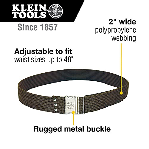 Klein Tools 5244 Tool Apron, Tape Thong and Four Reinforced Pockets for Hand Tools, Waist Size 32 to 53-Inch & 5225 Tool Belt, Adjustable Electrician Belt is 2-Inch Wide, Adjusts for 48-Inch Waist Pockets + Tool Belt