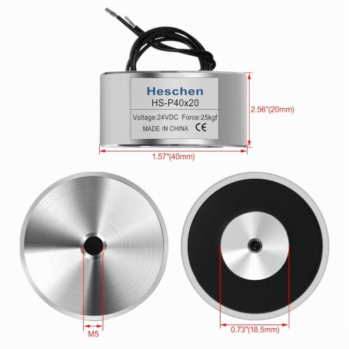 Heschen Elektromagnet-Magnet-Magnetspule P40/20, OD: 40 mm, DC 24 V, 25 kg