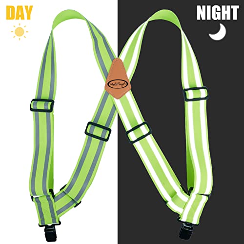 MELOTOUGH Electrician Tool Pouch Tool Belt Pouches with Belt Clip, Electrical Tape Chain, Multiple Pockets Tool Organizer, Reflective Safety Side Clip Suspenders with Hi Viz Reflective Strip