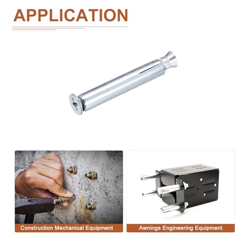 DTGN 3/8" x 4" Flat Sleeve Anchors - 30Pack - Good for Concrete Dry Brick Block Walls - Carbon Steel - Silver 30 3/8" x 4"