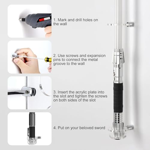 Lightsaber Wall Mount, Vertical Lightsaber Holder, Transparent Acrylic Glass Sword Holder Wall Mount for Display and Storage of Lightsabers | Transparent Lightsaber Wall Mount for Displaying and Storing Lightsabers