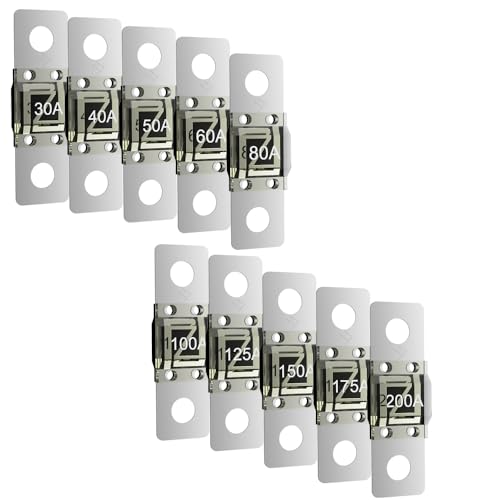 Offgridtec 30A MIDI Fuse Set for 58V DC Systems, High Current Strip Fuses with Zinc Connectors, Low Contact Resistance, Spark Protection, Screw Mounting, RoHS & UL Certified, Pack of 5 Fuse 30A