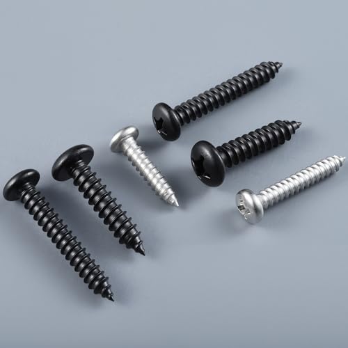 #10 x 3/4 Inch Pan Head Wood Screws, Phillips Drive, Black Oxide Stainless Steel 304 (18-8), Self Tapping for Wood, Sheet Metal Screws, 400 Pack #10 x 3/4"