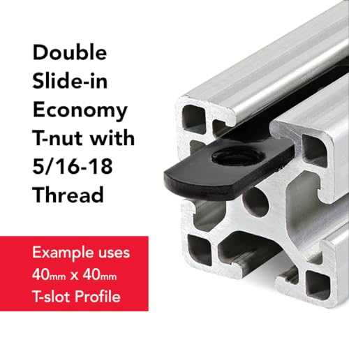 8020, 3279, 15 Series 5/16-18 Double Threaded Slide in Economy T-Nut Steel T-Slot Accessories for 80/20 Aluminum Extrusion Hardware Nuts (25) 25