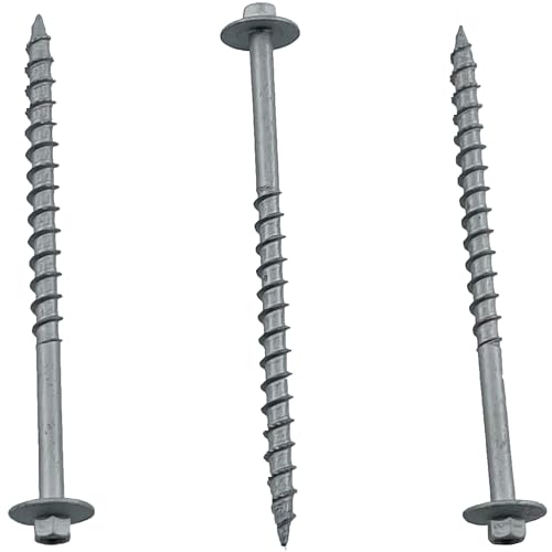 BRAUNY BOY - #12 x 6”- Structural Lag Heavy Duty Construction Wood Screw – Galvanized Corrosion Resistant Coating Exterior Timber, Landscape - Easy HEX Head Drive – Flange Head 6 in - Qty (50) 50