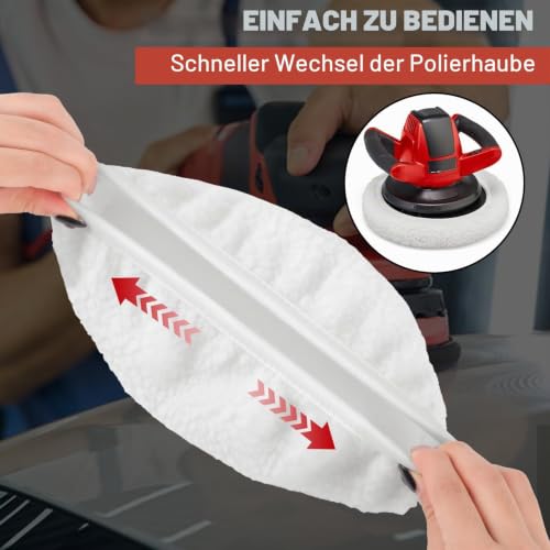 4-Piece Polishing Hood Set, Lambswool Polishing Hoods for 220 mm - 250 mm Polishing Machines, Car Polishing Hoods for Einhell Cordless Car Polisher CE-CB 18/254 Li, CC-PO 90
