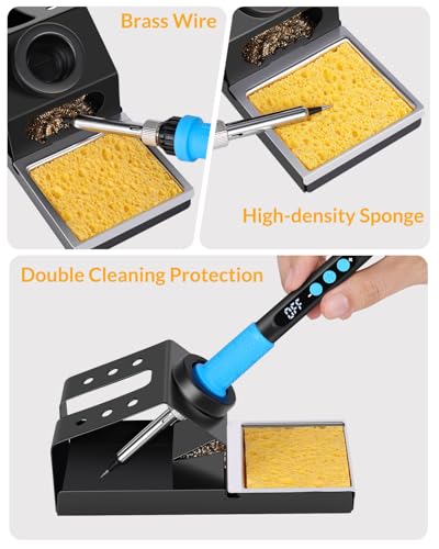 Soldering Iron Set, 100 W High Performance Soldering Iron, Quick Heating, Digital Temperature Display & Precise Control 180°C - 500°C, Portable Soldering Kit with Protective Cap & Automatic Sleep Mode Blue