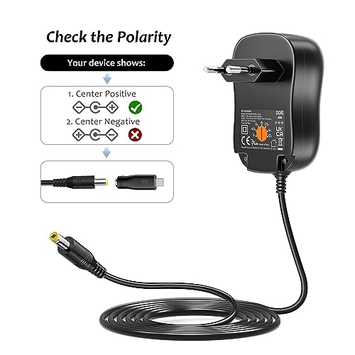 Zolt 30W Universal Power Supply AC DC 3V 4.5V 5V 6V 7.5V 9V 12V 2A Power Supply, Multi-Voltage Adapter with 5V 2A USB Port and 10 DC Plugs for Household Electronics, 2000mA Max. small