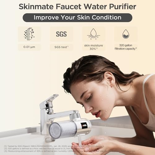ANGEL UF60 Bathroom Sink Filter Water Faucet for Skin and 1 Faucet Mount Replacement Water Filter