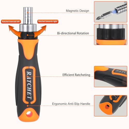 Ratcheting Screwdriver Set: KeenWise 38-in-1 Ratchet Screwdriver Tools Versatile Magnetic Tools for Mechanics and DIY Enthusiasts (2880B) 2880B