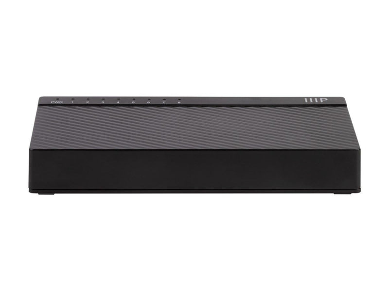 Monoprice 8-Port Gigabit Ethernet Unmanaged Desktop Switch - 10/100/1000Mbps, RJ45, IEEE 802.3ab, Plug-n-Play, Fanless Design, Jumbo Frame Support, for Gaming and Streaming, Black