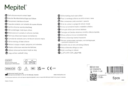 Mepitel 5 x Soft Silicone Wound Contact Layer Safetac Technology 12cm Wide 15cm Long ME291000