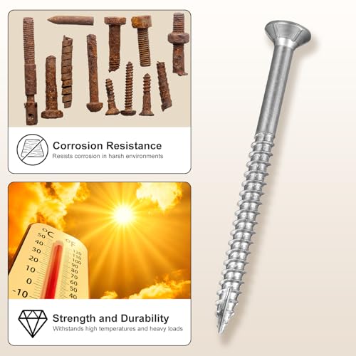 METALLIXITY 500Pcs #8x1-5/8 Deck Screws Kit Wood Screw SS410 Silver #8x1-5/8" 500