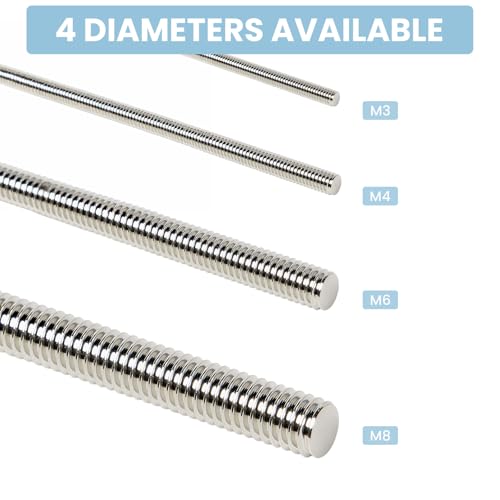 8Pcs M8 X 300mm Fully Threaded Rods 304 Stainless Steel 8