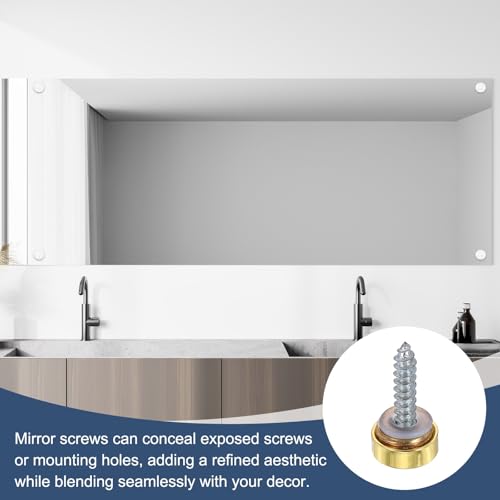 uxcell 20Pcs Screw Covers Caps, Brass Dome Mirror Screws Decorative Caps Cover Nail Fasteners for Sign Advertising Hardware Construction, 10mm Diameter, Polished Gold 20