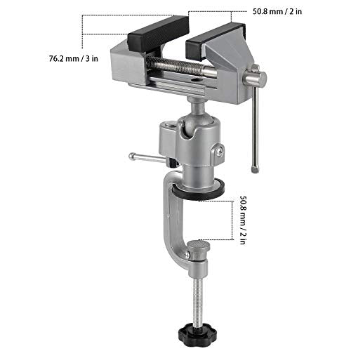 2 PCS 3 Inches Bench Vise, Tilts Rotate 360° Universal Work, Universal Table Vise, Aluminum Table Vise for Welding, Woodworking, Jewelry Making, Metal Working
