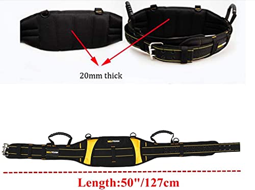 MELOTOUGH 1 PACK Padded Tool Belt with D ring and Strong Durable Double Metal Roller Buckle,Adjustable waist + 1 PACK Magnetic Suspenders Tool Belt Suspenders with Large Moveable Phone Holder