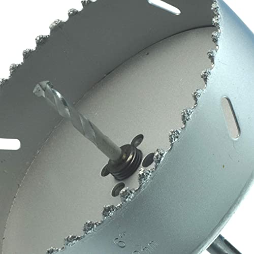 6 in Carbide Hole Saw for Recessed Lights Brick and Masonry Cuts Through Hardie Board Cement Plank Siding Cut Holes for Exhaust Fans Plumbing Vents and Ducting Need Arbor with Pins 152mm (6 in) Brick HoleSaw No Adaptor
