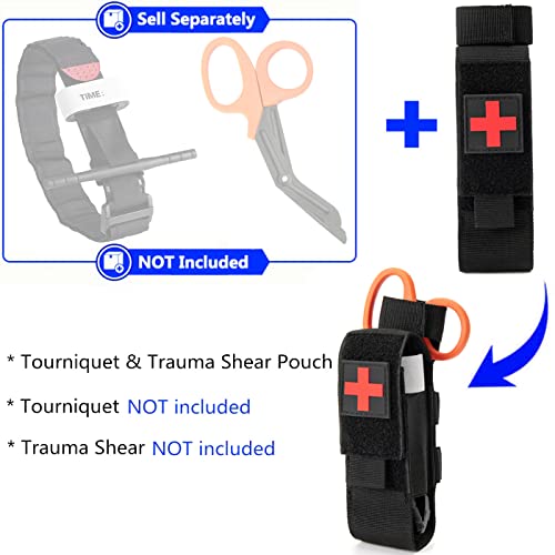 Tactical Molle Tourniquet Holder, Portable TQ Bag, Military First Aid Equipment Case & Trauma Medical Scissor Bag (Black) Black