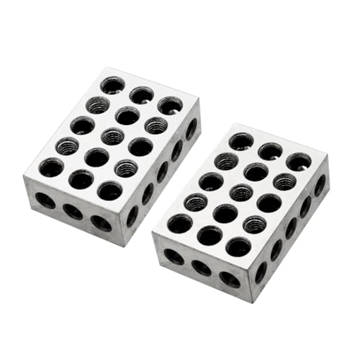 Pair 1 x 2 x 3-Inch Parallel Blocks Set 23 Holes 0.0001 Precision