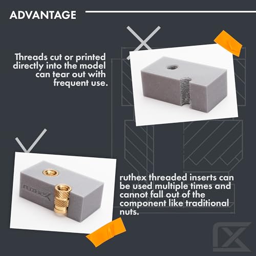 ruthex Bundle - Threaded Inserts #2-56 + #4-40 + #8-32 + #10-24 UNC Assortment Box + ruthex 7X Soldering Tips/Heat-Set Insert Tips for Inserts in Plastic Parts and 3D Printer Parts
