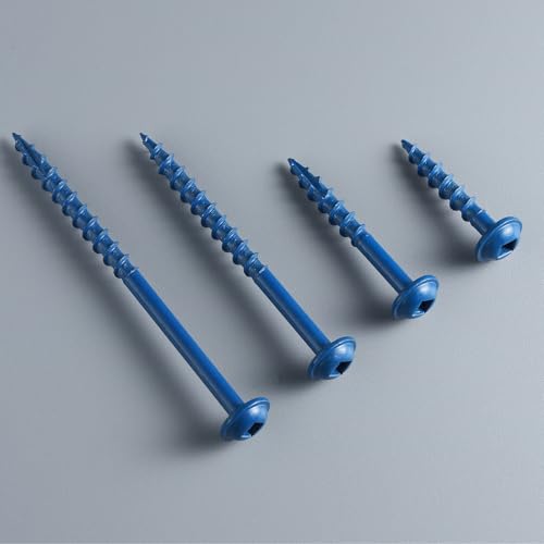 Pocket Hole Screws 1 Inch, 600Pcs, Anti-Rust Blue Coated Pocket Screws #8 x 1, Exterior Wood Screws, Coarse Thread, Washer Head Square Drive, Self-Tapping Tip, with Drive Bit #8 x 1" 600