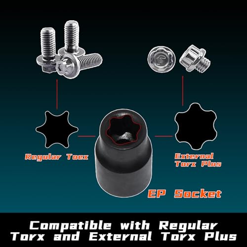 19Pcs Torx Plus Socket Set, External Torx Plus 6 Point EP Socket EP4 - EP32 Black Case 19 PCS - EP Socket