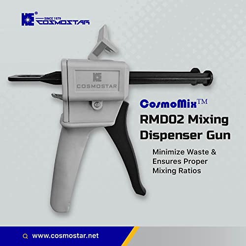Cosmostar Mixing and Dispensing Gun, Impression Mixing Dispensing AB Gun Ratio 1:1/1:2 for 50ml, Compatible with 3M Adhesive 04747 cartridges, CosmoMix Mixing Epoxy Cartridge Dispenser Gun 1:1/2:1 - 1 Pcs