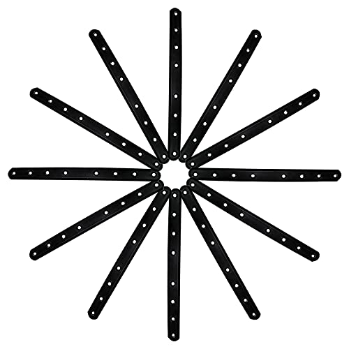 12Pack Straight Brackets Black Mending Plate 10In Metal Brackets for Brace 12 Inch (12 Pack)