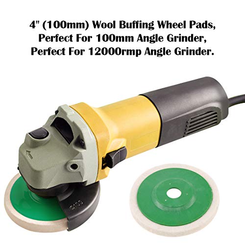 Keadic 23Pcs 100mm×8mm Wool Felt Polishing Wheel Disc Kit for 4" Angle Grinder, Comes with 3Pcs Buffing, Polishing & Cutting Compounds - Black, Brown & Green