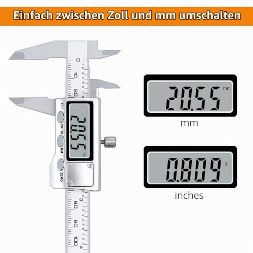 Neoteck Digital Vernier Caliper 100 mm Stainless Steel with LCD, Inch/Metric Conversion, Calliper Measuring Tool for Length, Width, Depth, Inner Diameter, Outer Diameter 4 inch