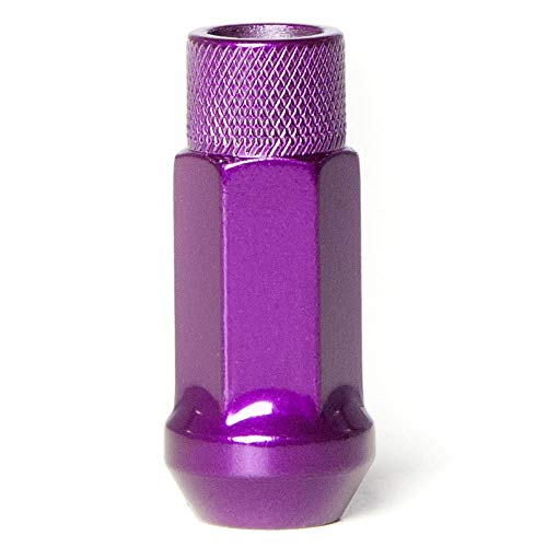 Circuit Performance Forged Steel Extended Open End Hex Lug Nut for Aftermarket Wheels: 12x1.25 Purple - 20 Piece Set + Tool