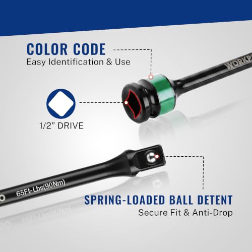 WORKPRO 5-Piece 1/2" Drive Torque Stick Set with Storage Case