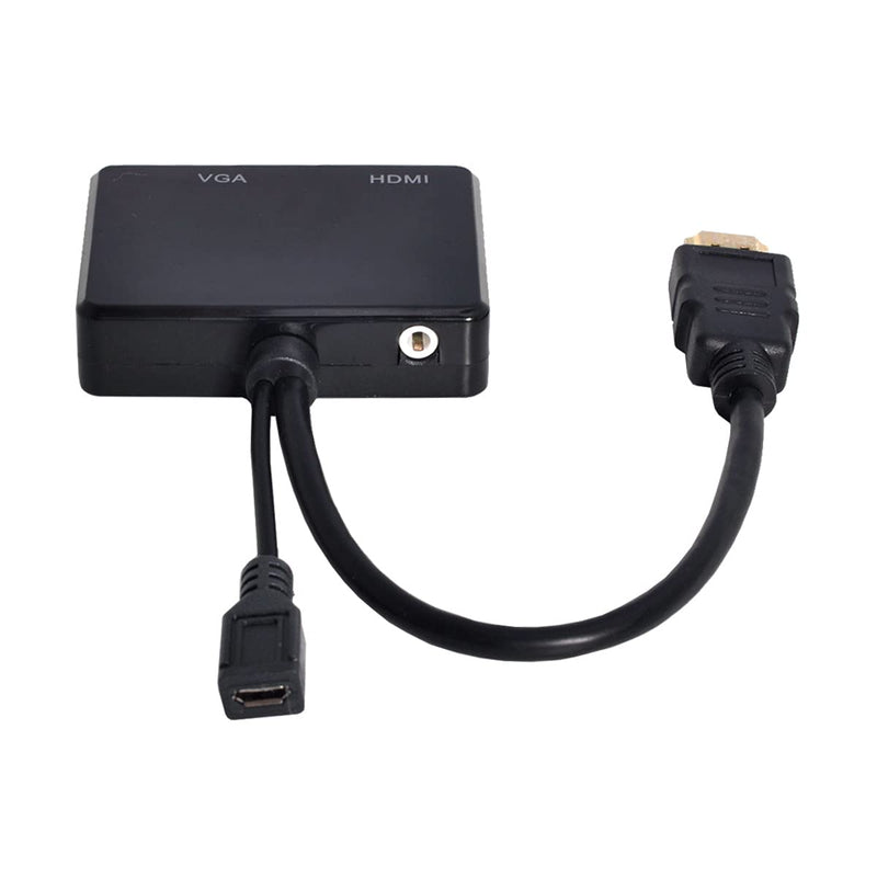 Cablecc HDMI to VGA & HDMI Female Splitter with Audio Video Cable Converter Adapter For HDTV PC Monitor