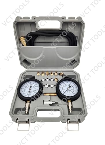 VCT Engine & Transmission Oil Pressue Test Kit, High Pressure: 0-400psi Low Pressure: 0-100psi for Engine and Trasnmission Diagnostics