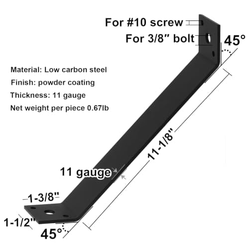 4 Pack 11-1/8" x 1-1/2" 45-Degree Angle Bracket for Post Pergola 11-1/8" x 1-1/2"
