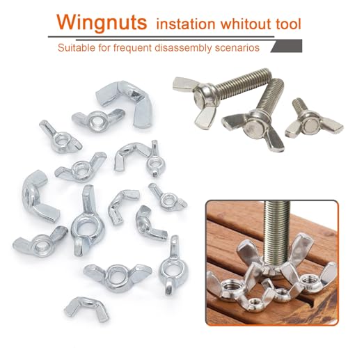 200 PCS Butterfly Wing Nuts Assortment Kit, SAE Metric 13 Sizes Carbon Steel Wing Nuts Fasteners, 1/4"-20, 5/16"-18, 3/8"-16, #6, #8, #10, M3, M4, M5, M6, M8, M10, M12