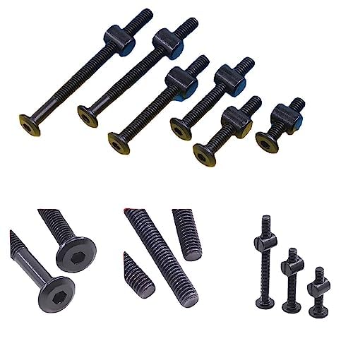 Crib Screws Replacement Set, Delta Crib Screws Hex Socket Cap Bolts Barrel Nut Baby Bed Hardware Replacement Kit Furniture Bolts (70-Set M6×15mm/25mm/35mm/45mm/55mm/65mm/75mm) Black 70Pcs