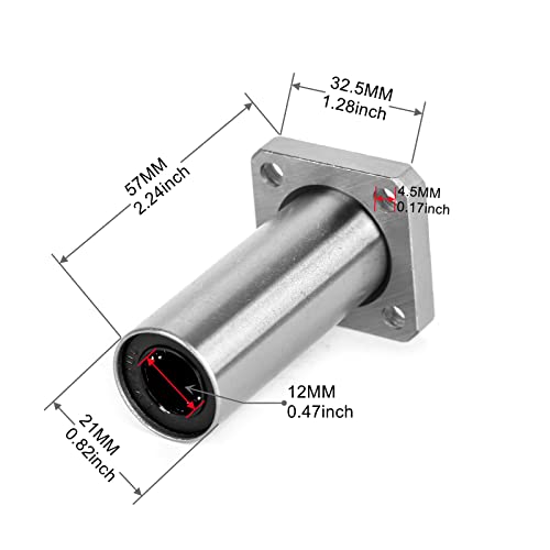 2Pcs LMK12UU Lengthen Model Square Linear Bearing Slide Unit Bushing
