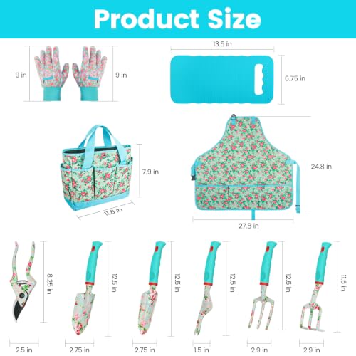 Garden Shovel Trowel Garden Tool Set, 2 Pack Heavy Duty Gardening Tools Set Include Wide Garden Trowel + Garden Tools 10 Pack Floral Pattern Garden Tool Set with Tote Bag