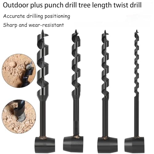 4PCS Heavy-Duty Steel Scotch Eye Hand Auger Bits – Manual Wood Drill for Bushcraft, Camping, Hiking & Woodworking